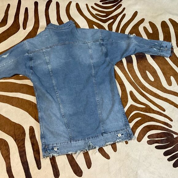 Distressed Denim Jacket Small/Medium - Picture 11 of 12